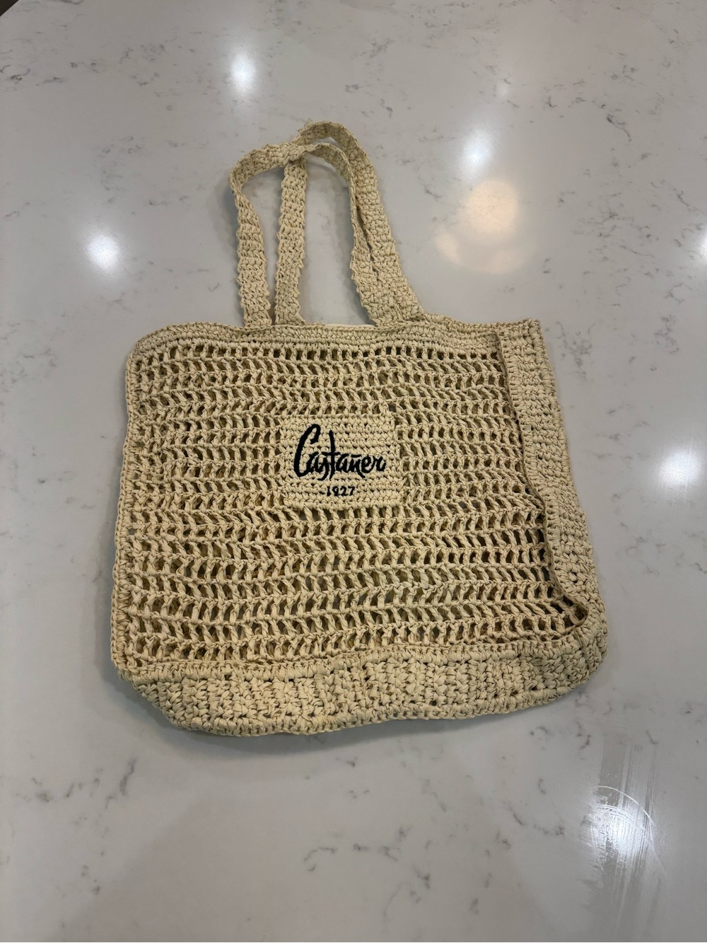 Castaner Beige Crochet Tote with Logo